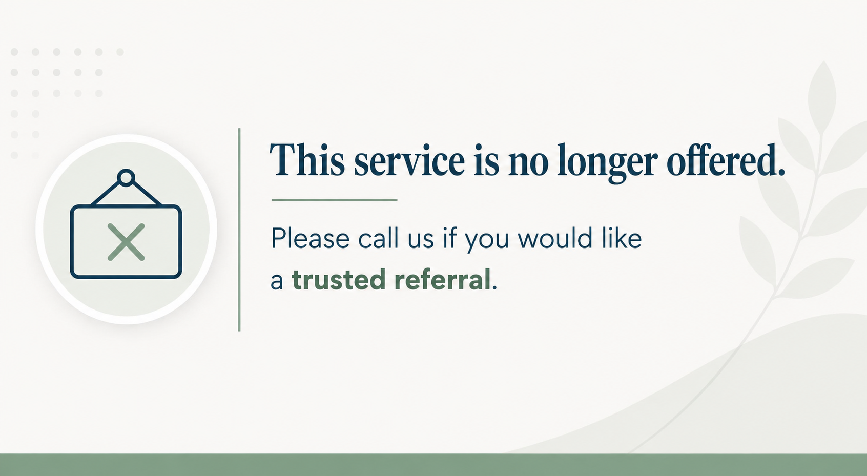 Service No Longer Offered